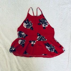Volcom Floral Print Tank in Red Size L